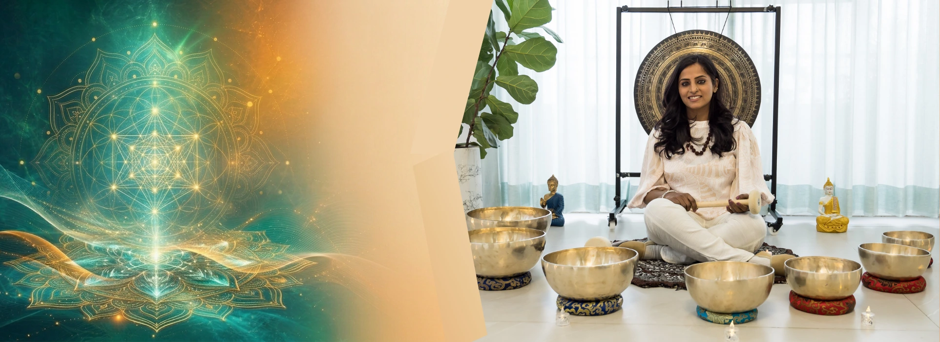 Singing bowl therapy session at Arahat Studio